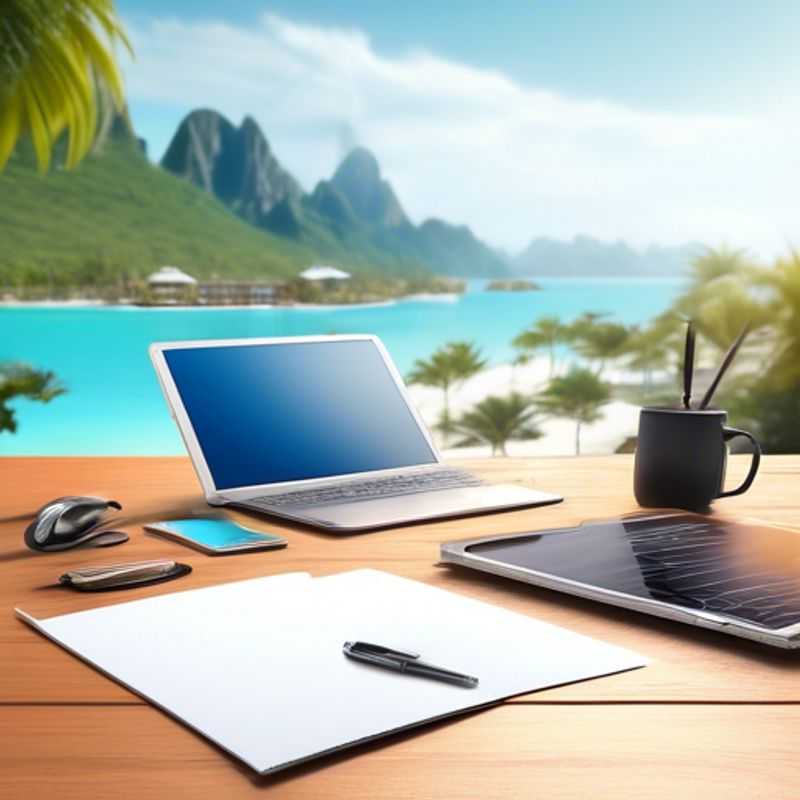 A variety of productivity tools for remote workers, including laptops, headphones, and a desk lamp.