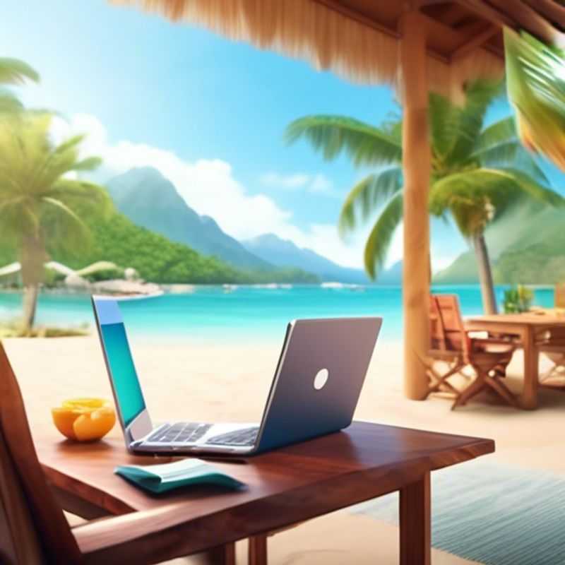A laptop computer open on a desk showing a person working on a website. The scene represents the concept of working from home.