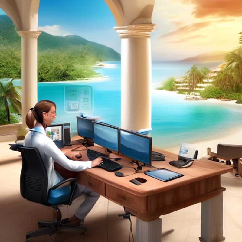 Person working remotely on a computer providing tech support.